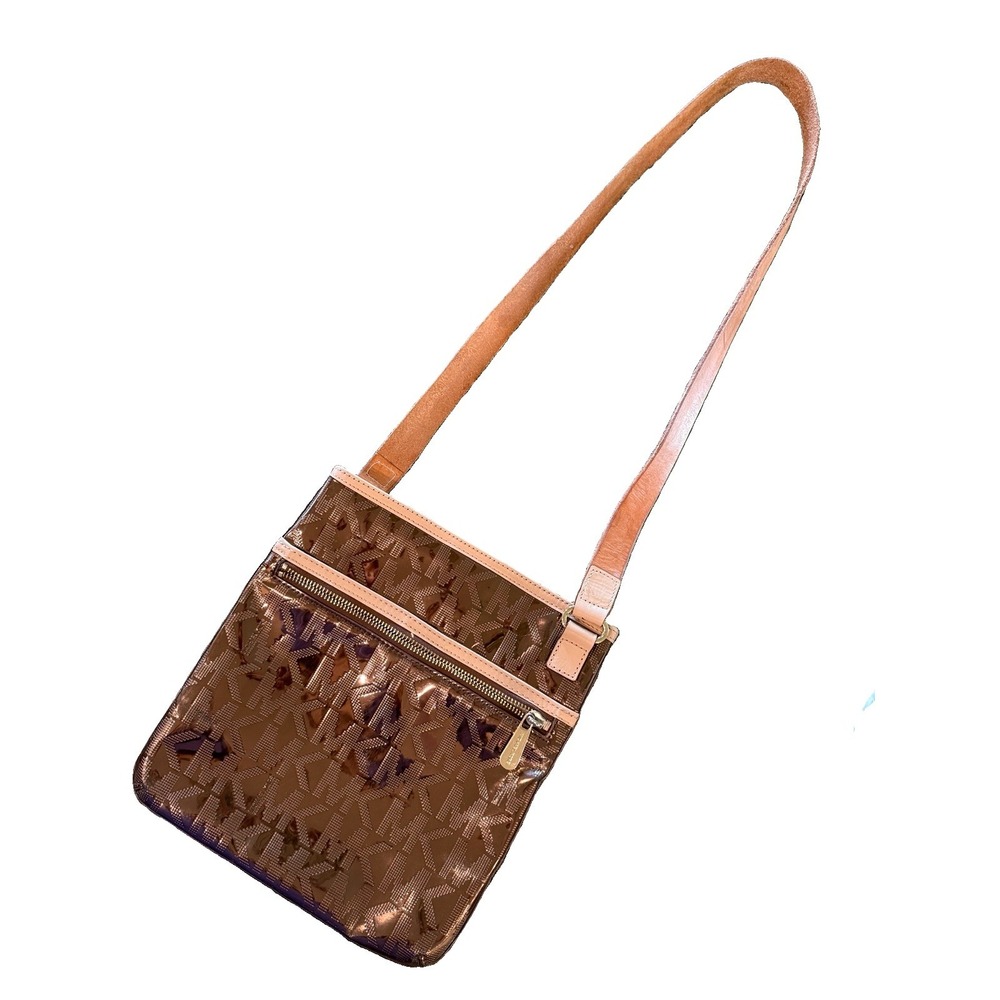 MICHAEL KORS JET SET SIGNATURE FLAT CROSSBODY 7X8.75 Cocoa LEATHER BAG